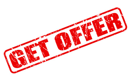 GET OFFER RED STAMP TEXT ON WHITEの写真素材