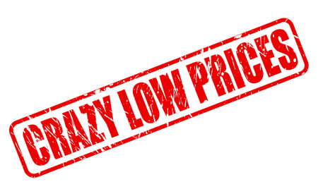 CRAZY LOW PRICES RED STAMP TEXT ON WHITEのイラスト素材