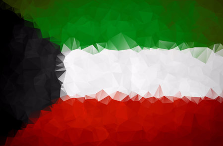 Kuwait flag triangular polygonal backgroundの写真素材