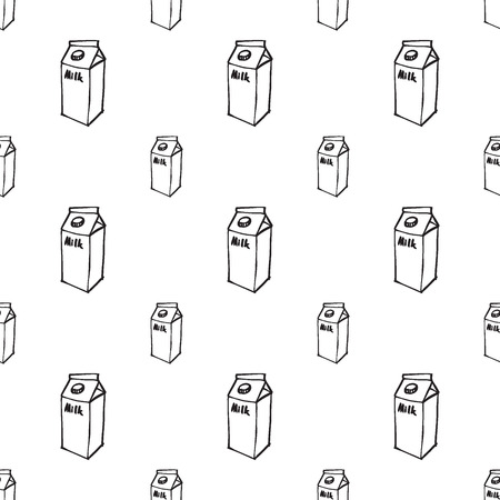 Milk box doodle seamless pattern on white backgroundのイラスト素材