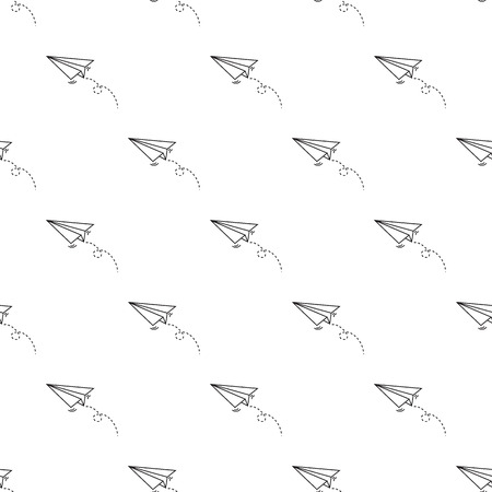 Seamless paper plane pattern on white backgroundのイラスト素材