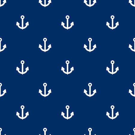 Seamless anchors pattern sign on navy blue backgroundのイラスト素材