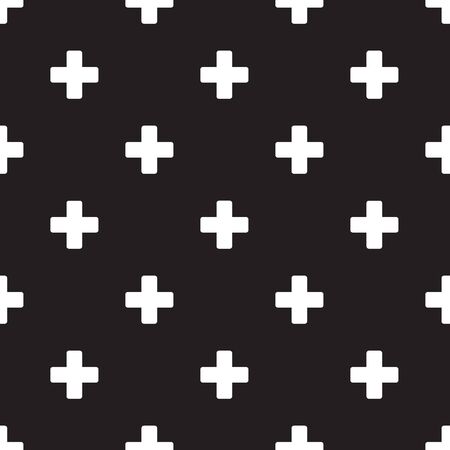Seamless plus sign pattern on black backgroundのイラスト素材