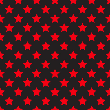 Seamless red star on black backgroundのイラスト素材