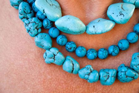 traditional African necklace made from blue stonesの写真素材