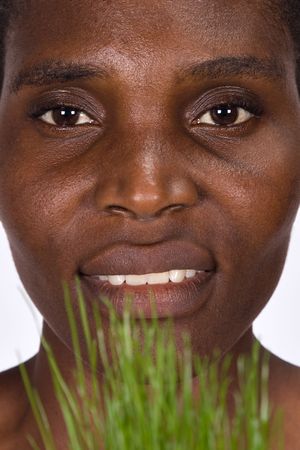 African woman classic portrait, natural, smiling, people diversity seriesの写真素材