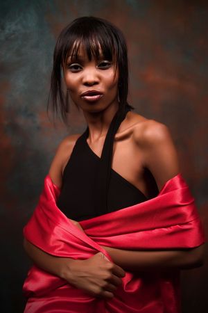 African American young girl portrait, casual dressedの写真素材