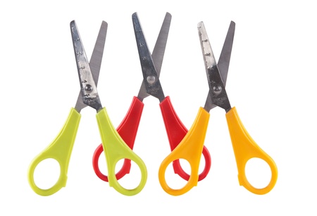 three scissors, isolated on whiteの写真素材