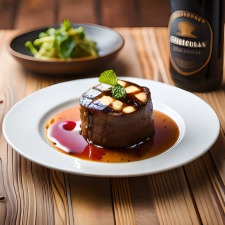 Beef filet mignon with oyster sauce, selective focusの素材