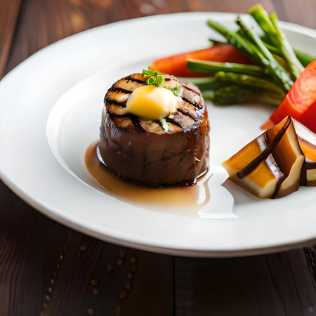 Beef filet mignon with asparagus and sauceの素材