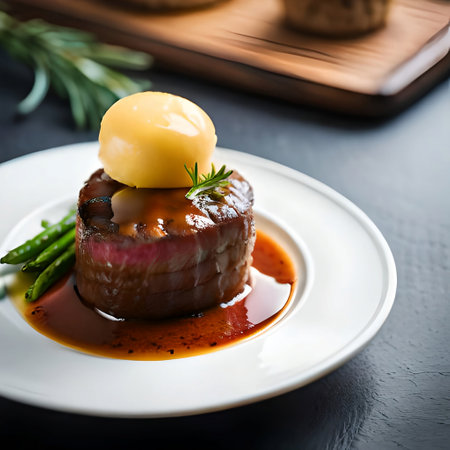 Grilled filet mignon with asparagus and sauceの素材