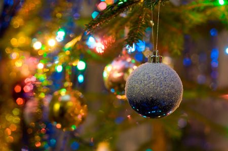 Beautiful christmas fur-tree with spheresの写真素材
