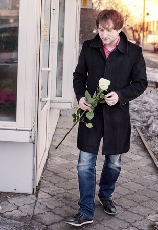 Guy with a roseの写真素材