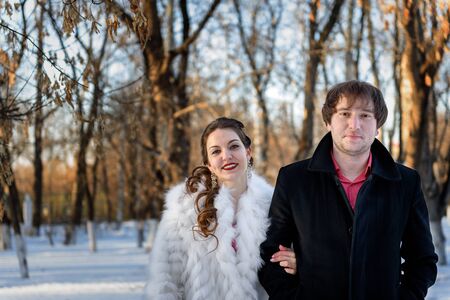 Portrait of a young man and womanの写真素材