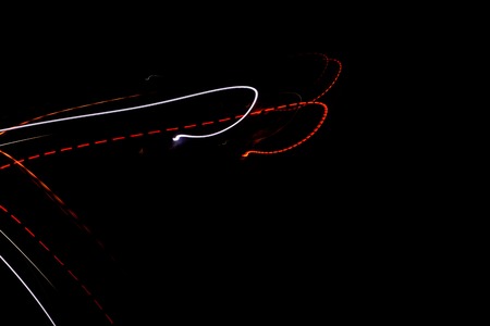 Lines of lights on a black backgroundの写真素材