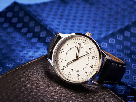 Mens watch without glare on the glass of the dialの写真素材