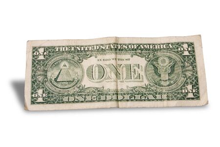 the back of an old faded dollar billの写真素材