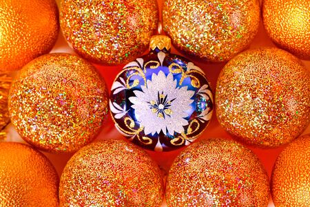 Colorful new-year tree decoration ballsの写真素材