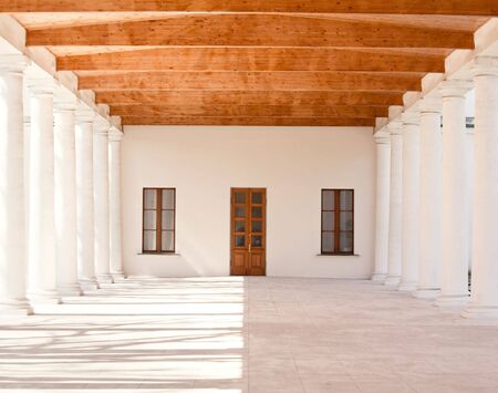 Column gallery with windows and a doorの写真素材