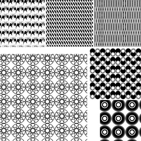 Seamless black ornament vector pattern collectionのイラスト素材