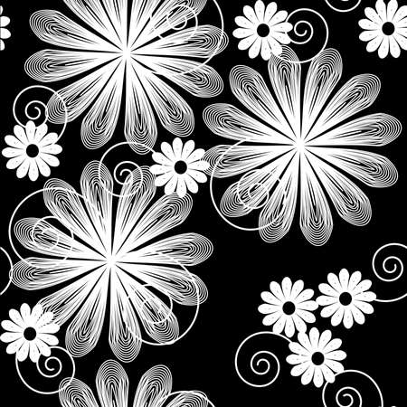 Seamlessly  wallpaper with art white flowerのイラスト素材