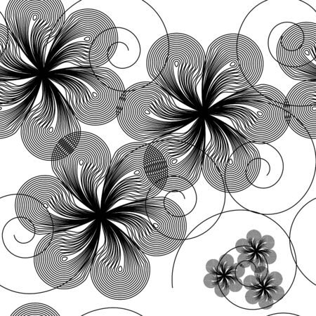 Seamlessly  wallpaper with art white flowerのイラスト素材