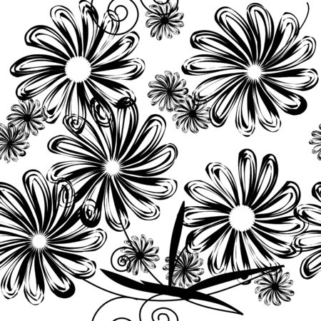 Seamlessly vector wallpaper with art white flowerのイラスト素材