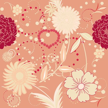 Retro floral seamless patternのイラスト素材