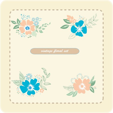 Vintage  set. Stylish floral cards with labels.のイラスト素材