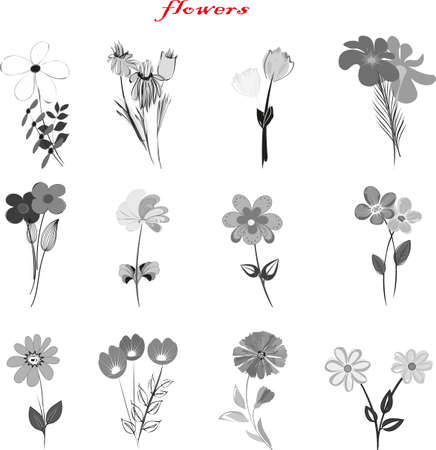 Abstract colorful set flowers backgroundのイラスト素材