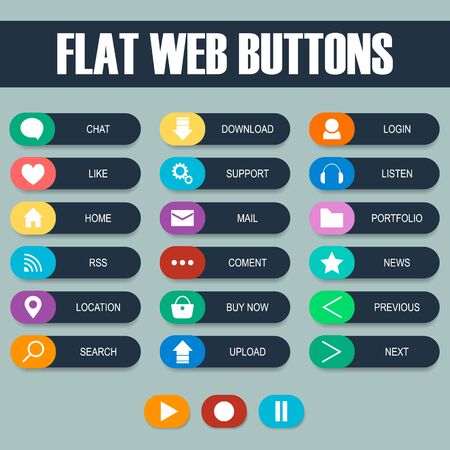 Set of flat web buttonsのイラスト素材