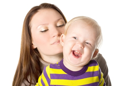 Mother and child in the studioの写真素材