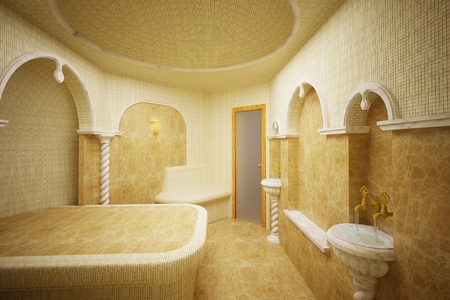 Hammam,Turkish steam room made of marble and mosaicsの写真素材