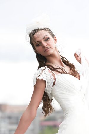 	portrait bride in wedding dressの写真素材