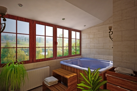 	interior of bathroom with SPAの写真素材