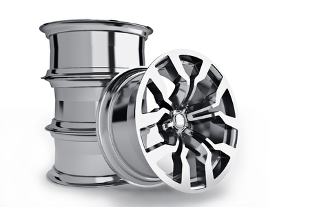 Car alloy wheels isolated over white - 3d renderの写真素材