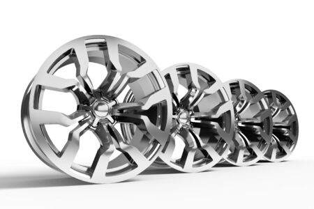 Car alloy wheels isolated over white - 3d renderの写真素材