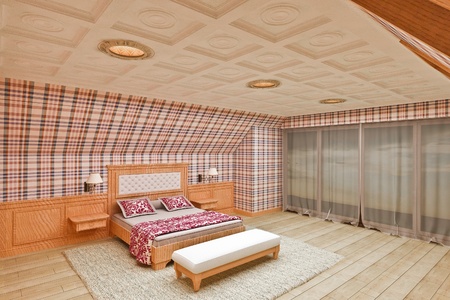Classical interior bedroom on  top floorの写真素材