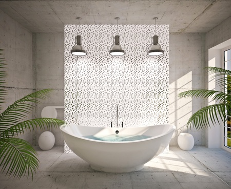 Modern interior  bathroom in house, apartmentの写真素材
