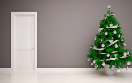 Christmas interior with  Christmas treeの写真素材