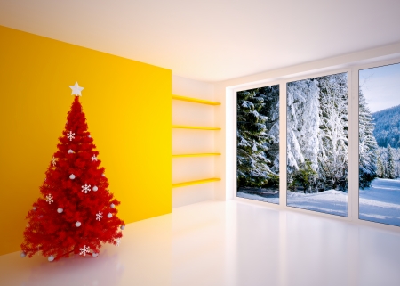 Christmas interior with  Christmas treeの写真素材