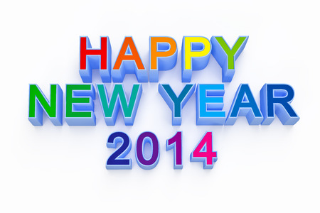 new year 2014 ,3d render text on white backgroundの写真素材