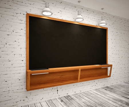 BlaBlank Black School Chalk Boardnk on wallの写真素材