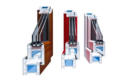 incision Pvc profile windows with triple glazingの写真素材