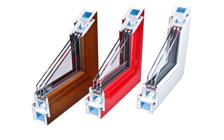 incision Pvc profile windows with triple glazingの写真素材