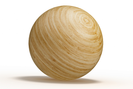 wooden geometric shapes sphere Isolated on white backgroundの写真素材