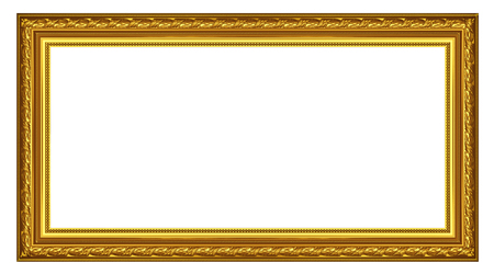 The old antique gold frame over white backgroundの写真素材