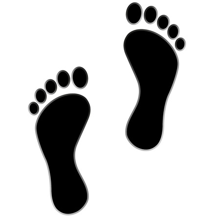 black footprint  Isolated on white の写真素材