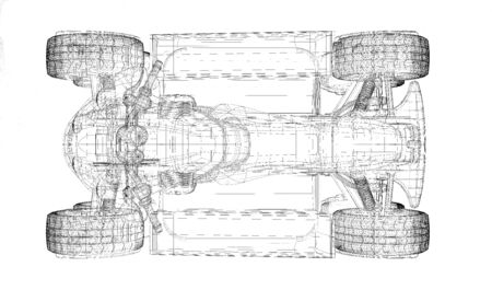 Quad bike, motorcycle,  3D model body structure, wire modelの写真素材