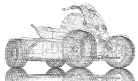 Quad bike, motorcycle,  3D model body structure, wire modelの写真素材